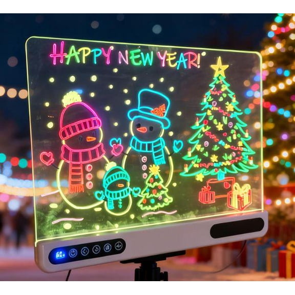 Carsky Light Up Drawing Board with Digital Display and Touch Control, Battery Powered LED Tracing Board with Markers & Trace Cards, Reusable Glow Art Pad for Doodle, Sketching, Writing and Holiday D
