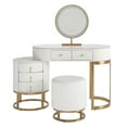 FUKAYI Luxury Bedroom Makeup Vanity Desk Set with Large Lighted Mirror ...