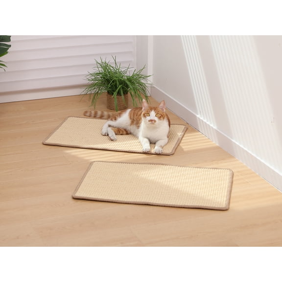FUKUMARU 2-Pack Cat Scratcher Mat, Horizontal Sisal Scratching Rug