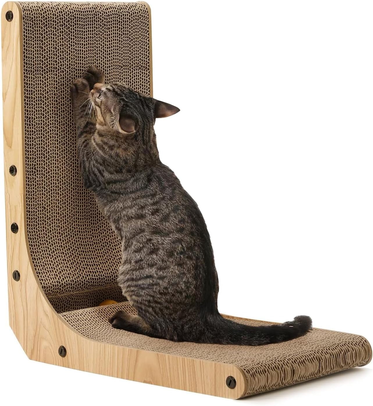 Eco-Friendly L-Shaped Wall Mounted Cat Scratcher with Ball Toy