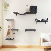 FUKUMARU Cat Wall Shelves Set, 4 in 1 Wooden Climbing Wall Furniture, Grey