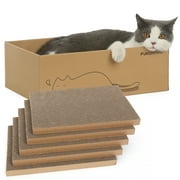 FUKUMARU Corrugated Cardboard Cat Scratching Pad Set with Box, 5 Count, Cat Scratcher House