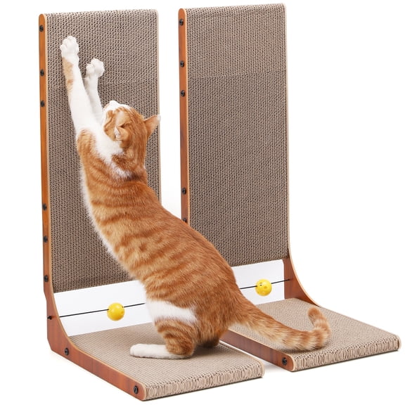 FUKUMARU Curved Cat Scratcher, 26.8 inch Cardboard Scratch Pad, 2 Pack