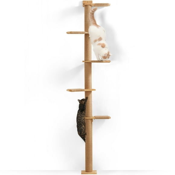 FUKUMARU Wall Cat Tree, 5-Tier Space-Saving Climbing Tower with Scratching Posts