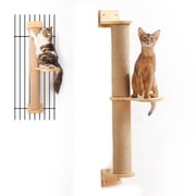 FUKUMARU Wall Mounted Cat Scratching Post with Pine Hammock & Screwbag, Brown