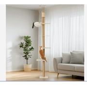 FUKUMARU 107" Cat Tree with Cozy Hammock, Brown