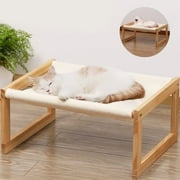 FUKUMARU Cat Bed, Raised Puppy Bed with Removable Cozy Cover, White