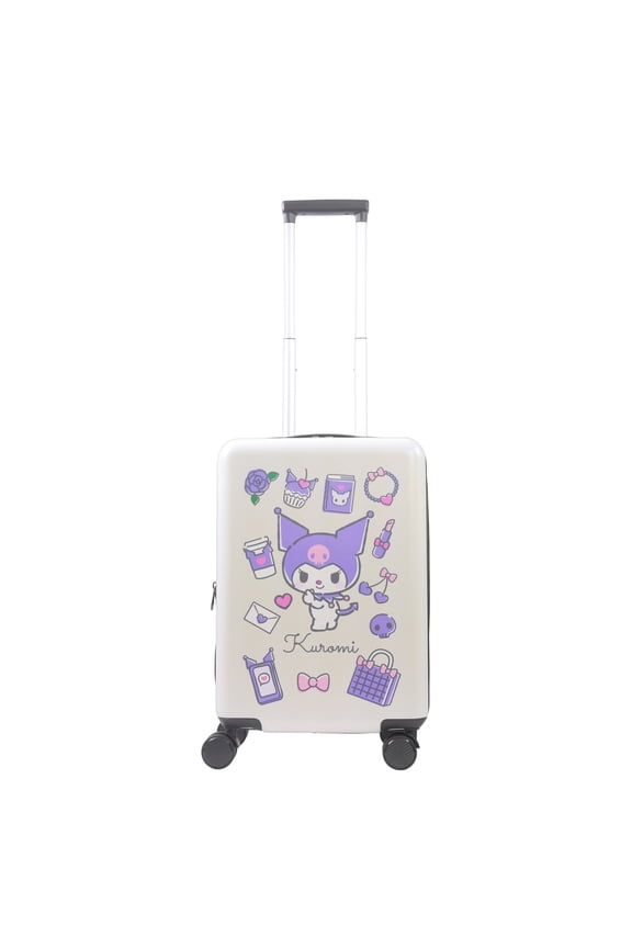 Sanrio Kuromi and My Melody 22.5 Inch Carry On Luggage, Hardshell Rolling Suitcase with Spinner Wheels, White