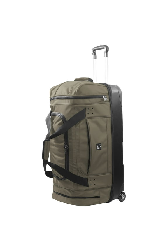 Workhorse 30-Inch Rolling Duffel Bag, Split-Level Travel Luggage with Hardshell Base and Wheels, Khaki