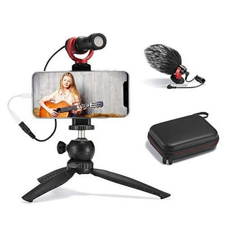 FULAIM Smartphone Video Microphone Kit, Shotgun Mic Rig Video Recording Accessories w/Phone Holder Tripod Compatible with iPhone Xs Max 11 Pro 8 Plus 7 Samsung Huawei etc. for TikTok YouTube Vlogging