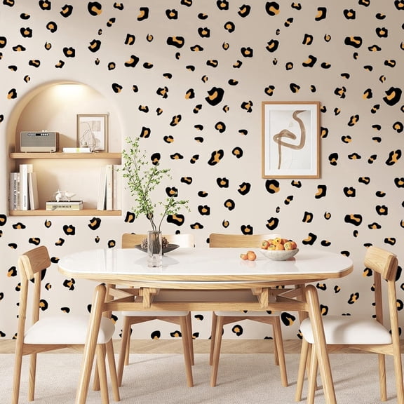 FULANDL 10 Sheets Leopard Print Wall Decals, Cheetah Spot Wall Stickers,Removable Vinyl Peel and Stick Animal Print Wallpaper for Home Decor