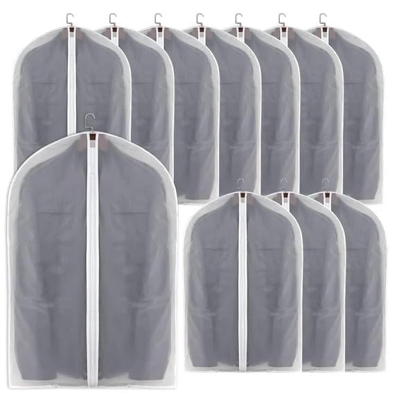 FULANDL 12 Pcs Clear Garment Bags, Breathable Zippered Dust Cover for Hanging Clothes Closet Storage 31x23 Inch