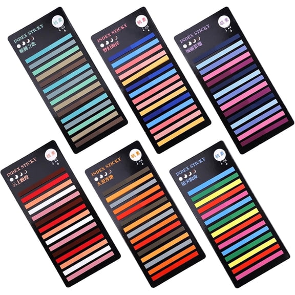 FULANDL 6 Packs Sticky Labels for Book Annotations, Transparent Sticky Notes, Colorful Transparent Index Tabs, Suitable for Study and Office(6 Packs)