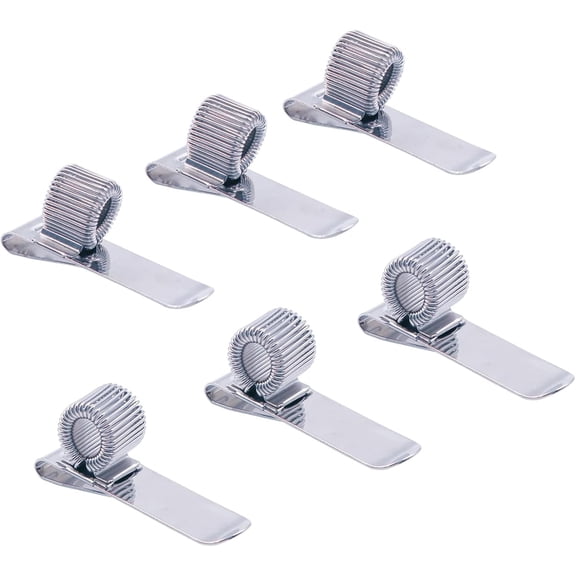 FULANDL 6 Pack Pen Holder for Notebook, Metal Adjustable Single Spring Loop Pen Holder Clips, Silver Portable Pen Clipboard Holder for Home Office