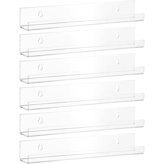 FULANDL 6-Piece Set 12-Inch Transparent Acrylic Vinyl Record Wall Mount Display Rack Floating Shelf, Suitable for Home Bedroom Music Room Decoration