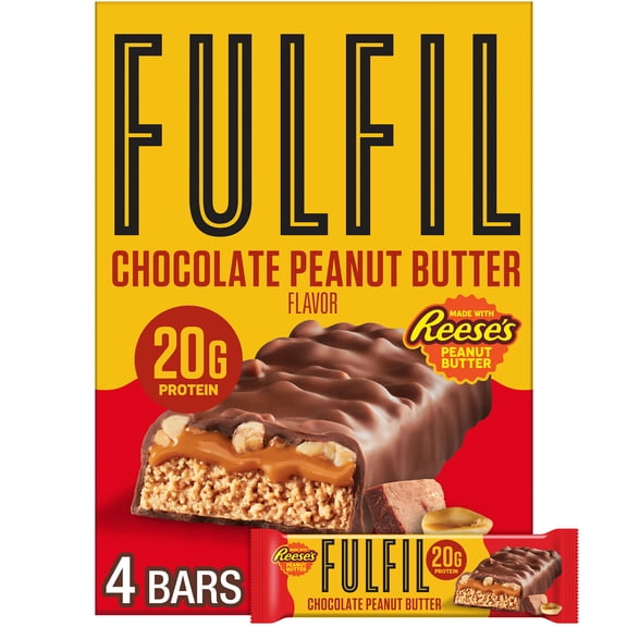Fulfil Protein Bars, Chocolate and Reese's Peanut Butter Flavored, Gluten Free, 1.94 oz (4 Count)