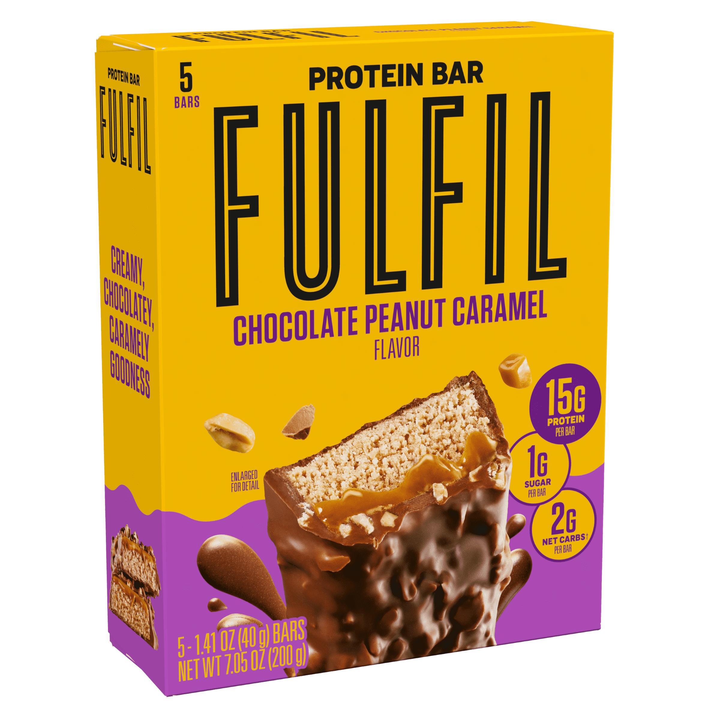 Fulfil Chocolate Peanut Caramel Flavored Protein Bars, 1.41 oz (5 Count)
