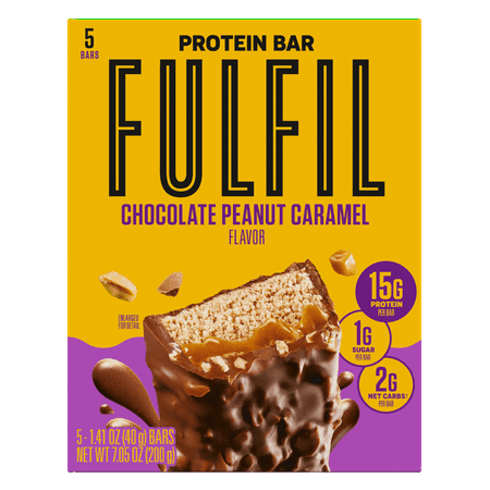 Fulfil Chocolate Peanut Caramel Flavored Protein Bars, 1.41 oz (5 Count)