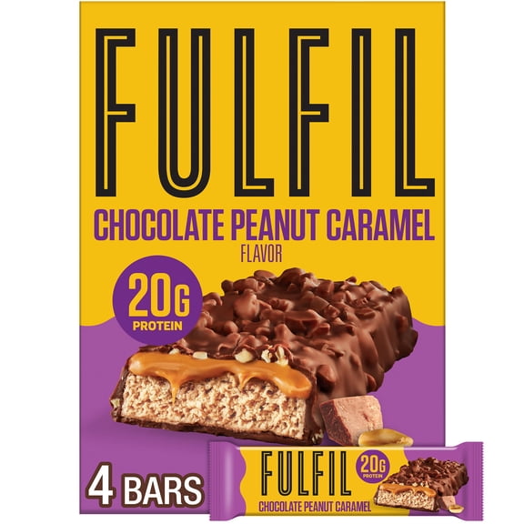 Fulfil Chocolate Peanut Caramel Flavored Protein Bars, 1.94 oz, 4 Count