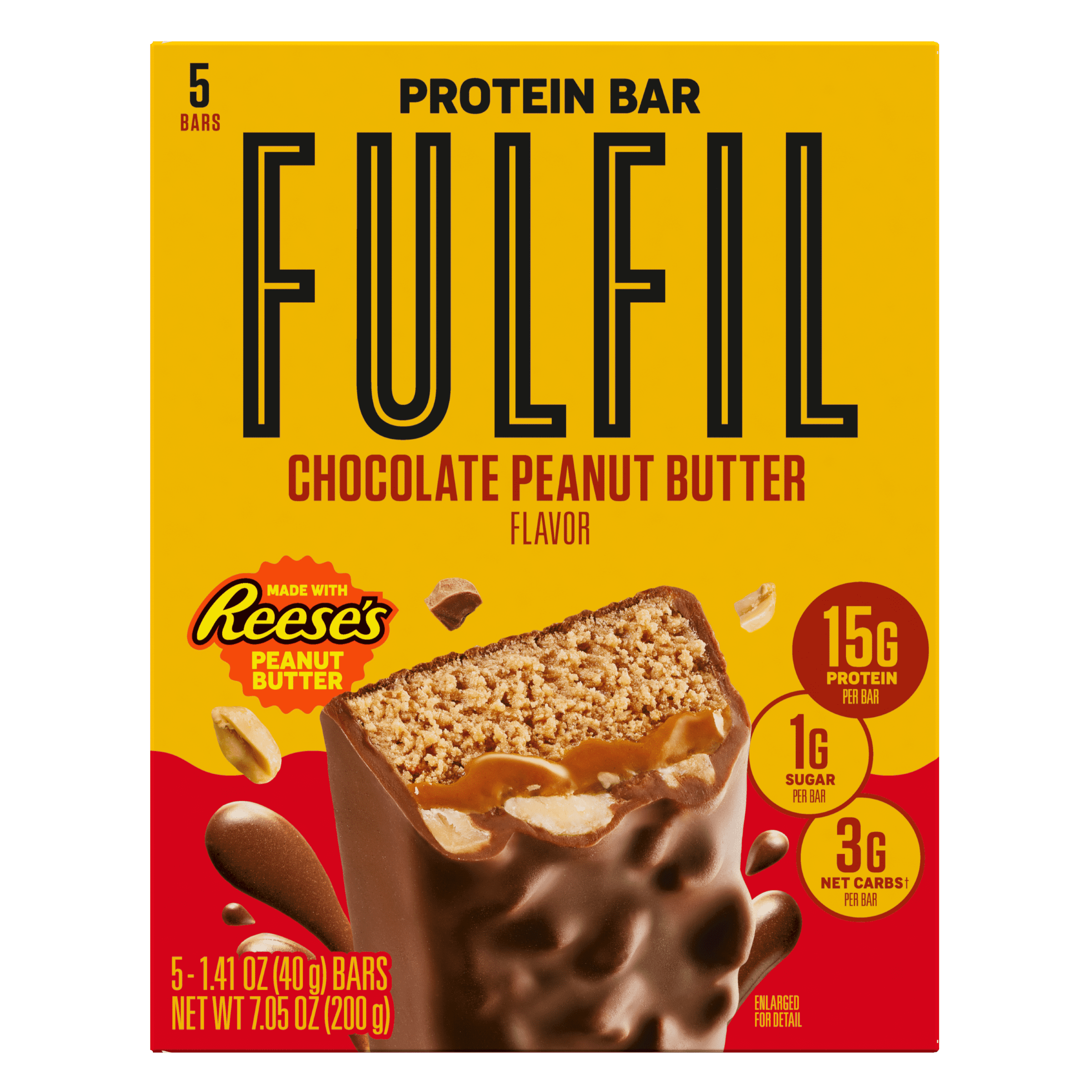 Fulfil Chocolate and REESE'S Peanut Butter Flavored Protein Bars, 1.41 oz (5 Count)
