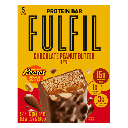Fulfil Chocolate and REESE'S Peanut Butter Flavored Protein Bars, 5 Count