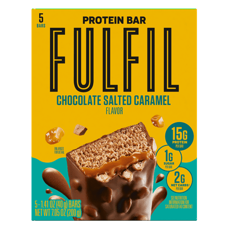 Fulfil Chocolate Salted Caramel Flavored Protein Bars, 5 Count Box