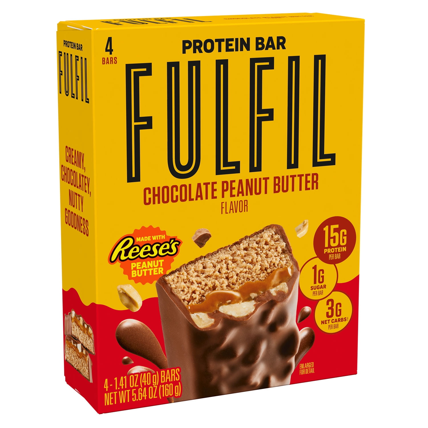 FULFIL Nutrition Vitamin & Protein Bar, Chocolate and REESE'S Peanut Butter Flavor, 4 Pack