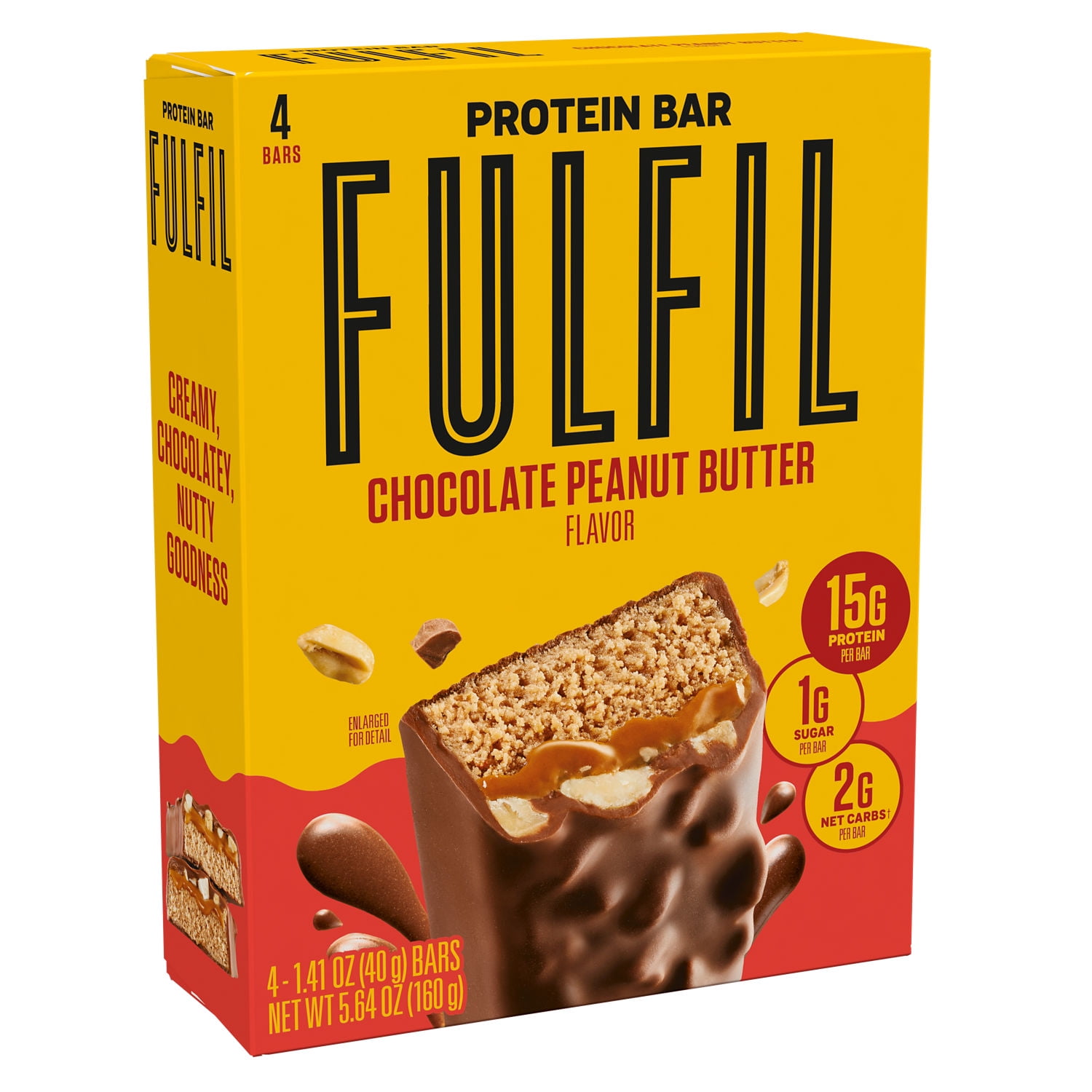 FULFIL Nutrition Vitamin & Protein Nut Bars, Chocolate Peanut Butter, 4 Pack