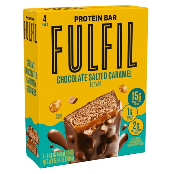 FULFIL Nutrition Vitamin & Protein Nut Bars, Chocolate Salted Caramel Flavor, 4 pack