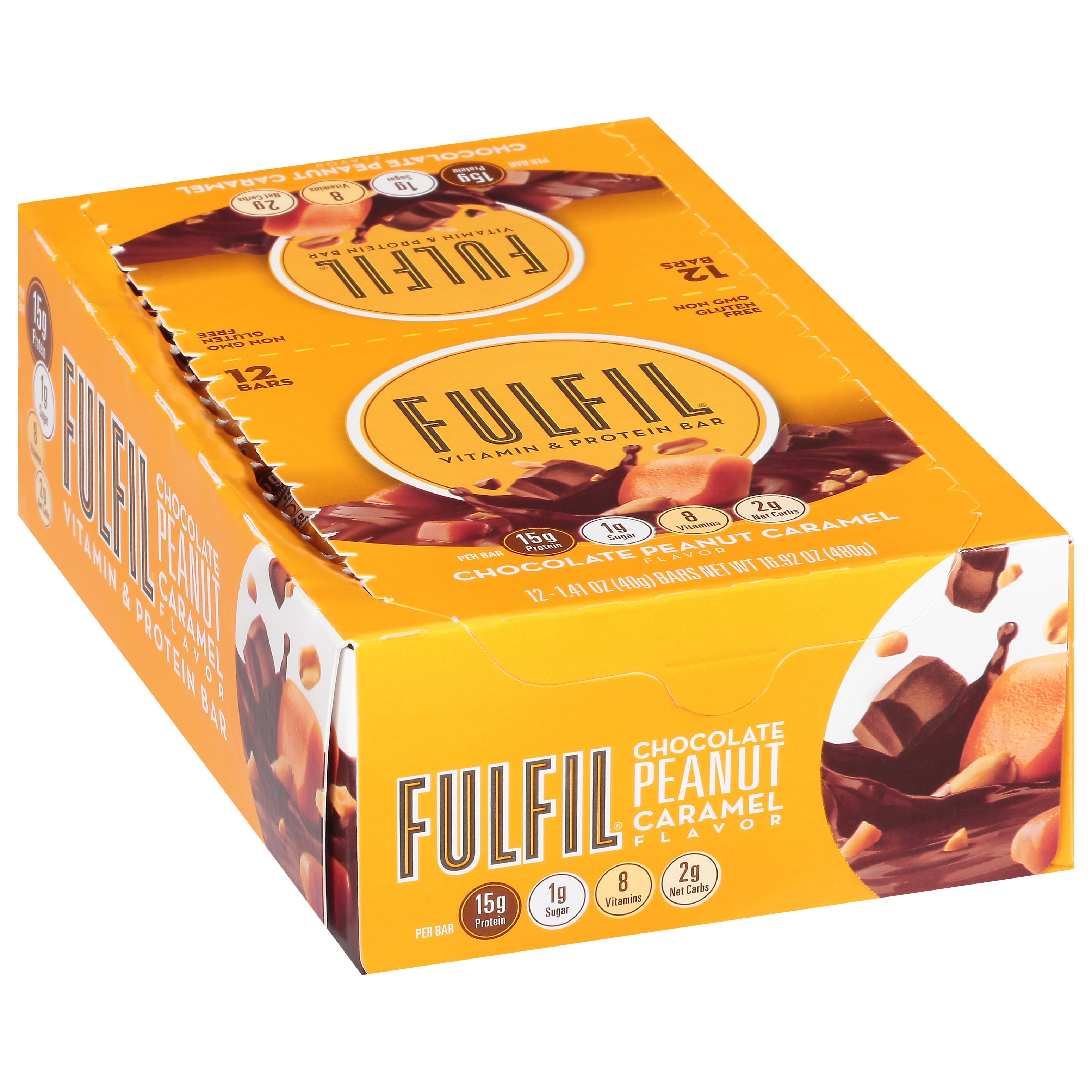 FULFIL Vitamin & Protein Bar, Chocolate Peanut Caramel, 12 Pack