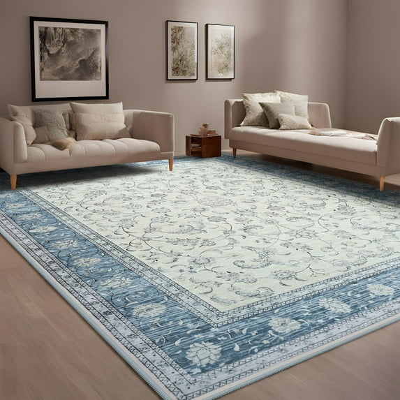 FULIE 4'x6'Area Rugs Soft Bohemian Area Rugs for Living Room Bedroom Modern Decor Carpet,Light Blue