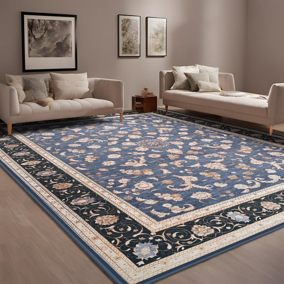FULIE 6'x9'Area Rugs Soft Bohemian Area Rugs for Living Room Bedroom Modern Decor Carpet,Blue