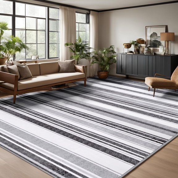 FULIE 6'x9'Boho Area Rugs Living Room Rugs Non-Slip Carpet Rug,Gray