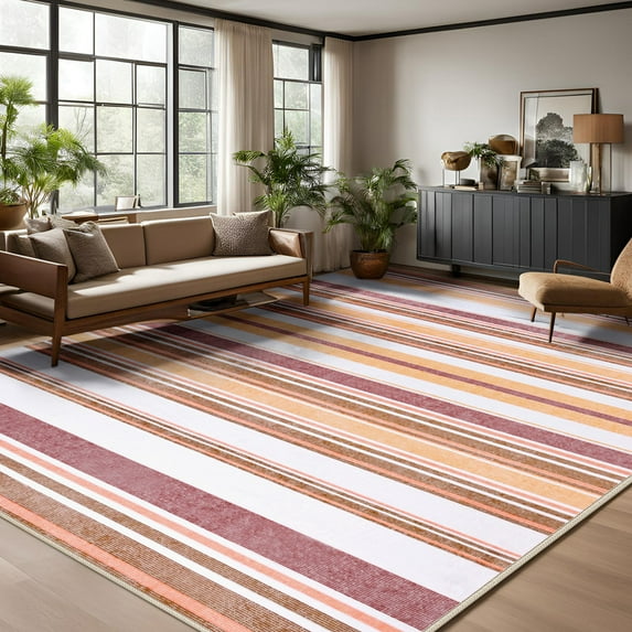 FULIE 6'x9'Boho Area Rugs Living Room Rugs Non-Slip Carpet Rug,Red