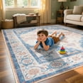 thumbnail image 1 of FULIE Bohemian Area Rug 5'x8'Rug Machine Washable for Living Room/Dining Room/Bedroom,Blue, 1 of 8