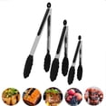 thumbnail image 1 of FULIER 3Pcs Stainless Steel Kitchen Tongs Silicone Cooking Tongs Black, 1 of 7