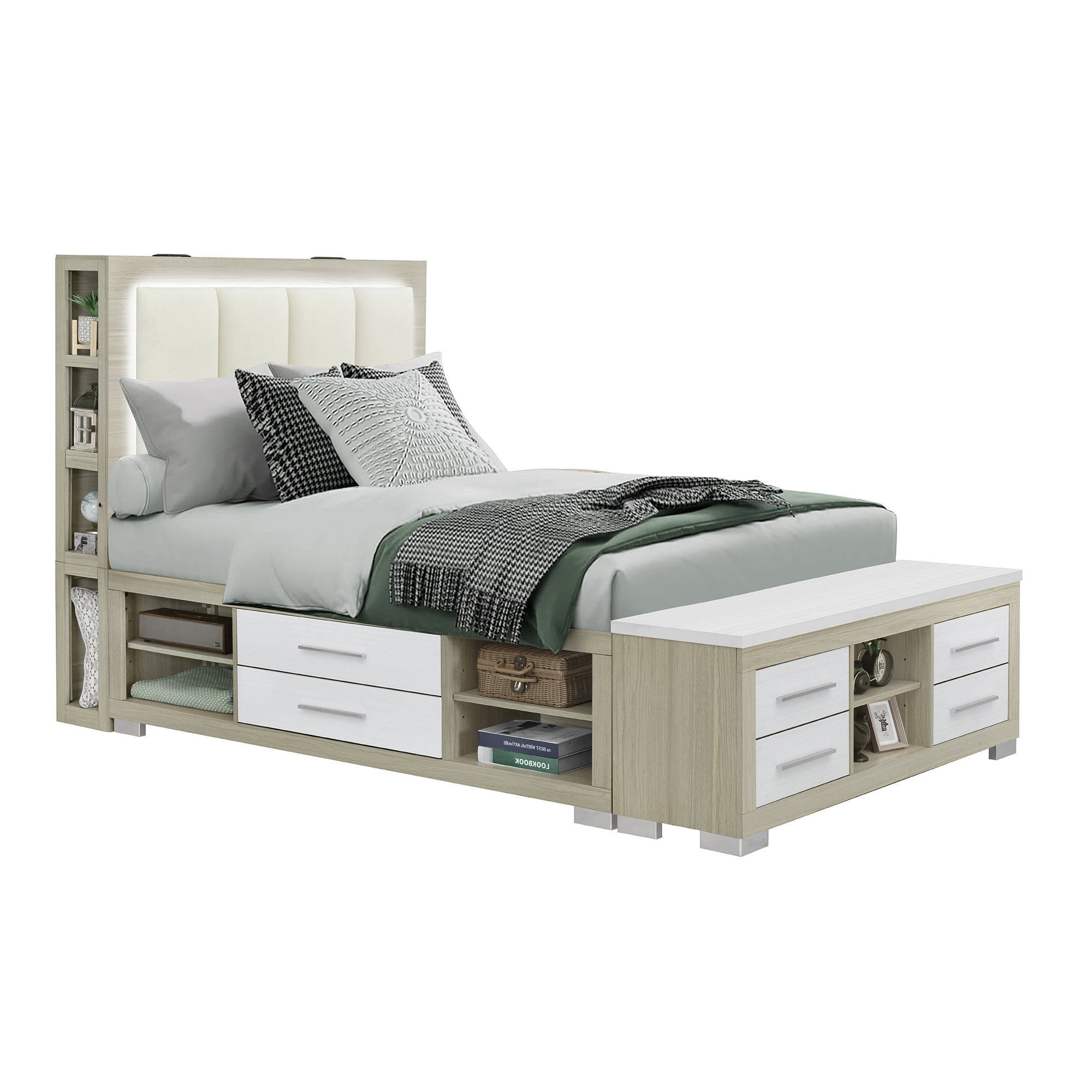 FULL BED, DRESSER, MIRROR AND CHEST