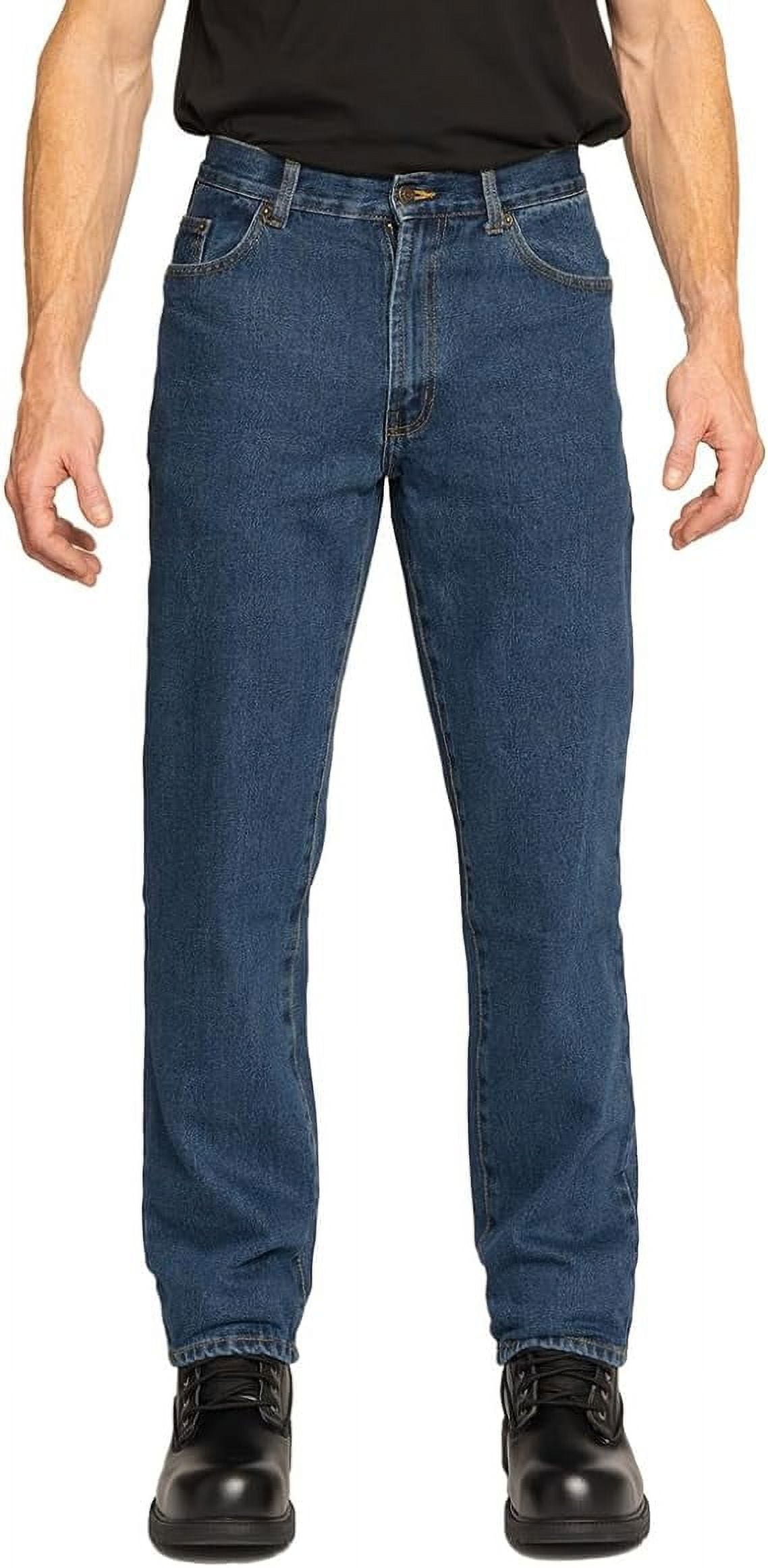 【BOK PLACE】Medium blue washing straight fit denim pants FULL BLUE 5 Pocket Denim Jeans, Regular Fit, Straight Legs