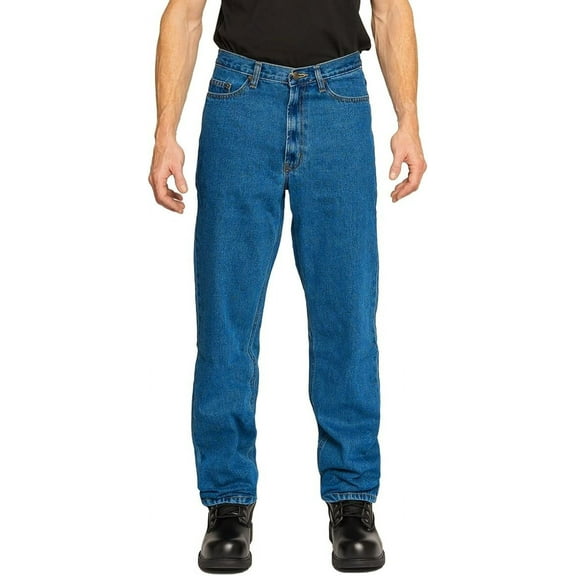 FULL BLUE 5 Pocket Denim Jeans, Straight Legs, Sits At Waist, Relaxed Thighs, Light Wash, 60x32