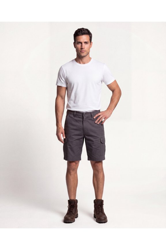 Cargo Shorts, Performance Stretch, Ripstop, Water Repellent, Grey, Size 38
