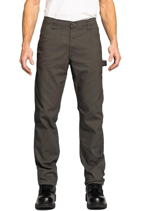 Carpenter Canvas Pants, Regular Fit, Performance Stretch, Utility Pocket & Hammer Loop, Grey, 32x34