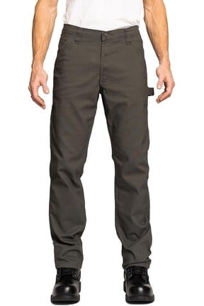 Carpenter Canvas Pants, Regular Fit, Performance Stretch, Utility Pocket & Hammer Loop, Grey, 34x32