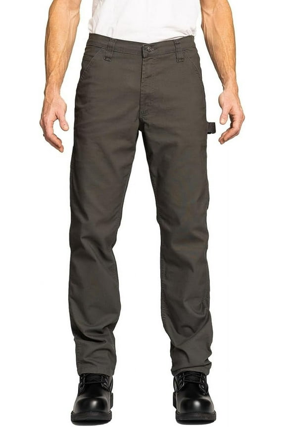 Carpenter Canvas Pants, Regular Fit, Performance Stretch, Utility Pocket & Hammer Loop, Grey, 36x32