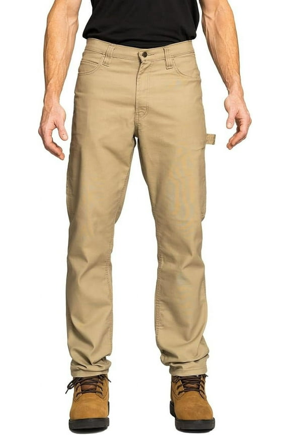 Carpenter Canvas Pants, Regular Fit, Performance Stretch, Utility Pocket & Hammer Loop, Khaki, 34x30