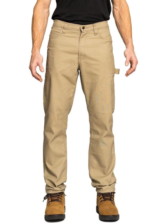 Carpenter Canvas Pants, Regular Fit, Performance Stretch, Utility Pocket & Hammer Loop, Khaki, 34x32