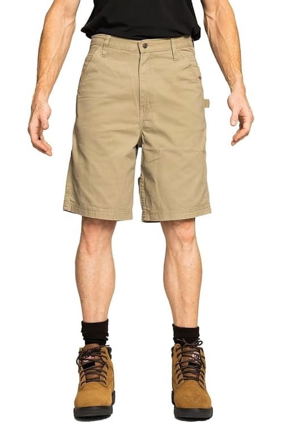 Carpenter Twill Shorts, Regular Fit, Khaki, Size 32