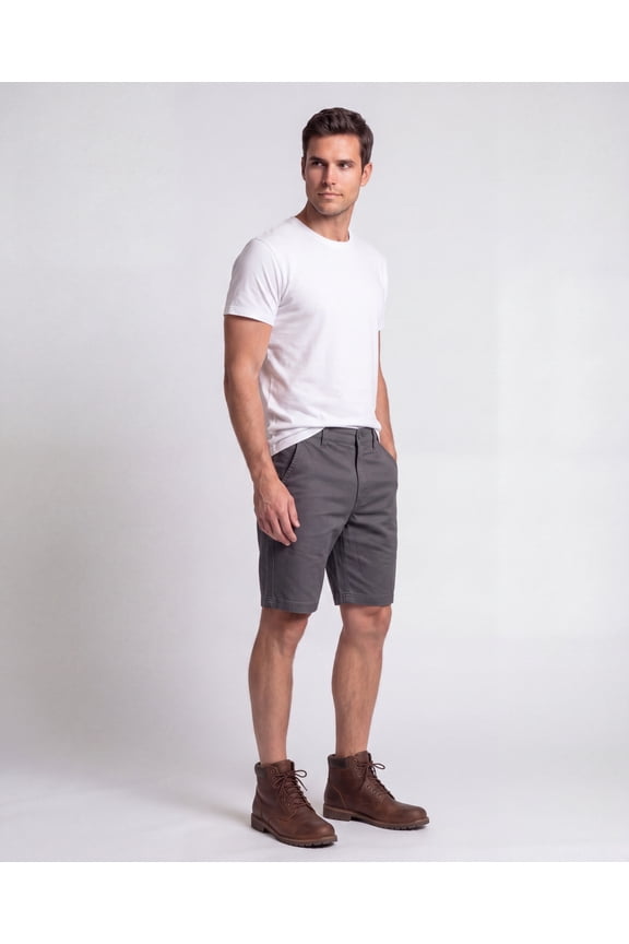 Work Shorts, Cell Phone Pocket, Performance Stretch, Ripstop, Water Repellent, Grey, Size 38
