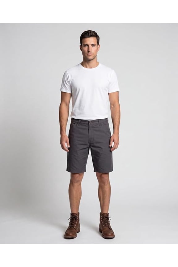 Work Shorts, Cell Phone Pocket, Performance Stretch, Ripstop, Water Repellent, Grey, Size 42