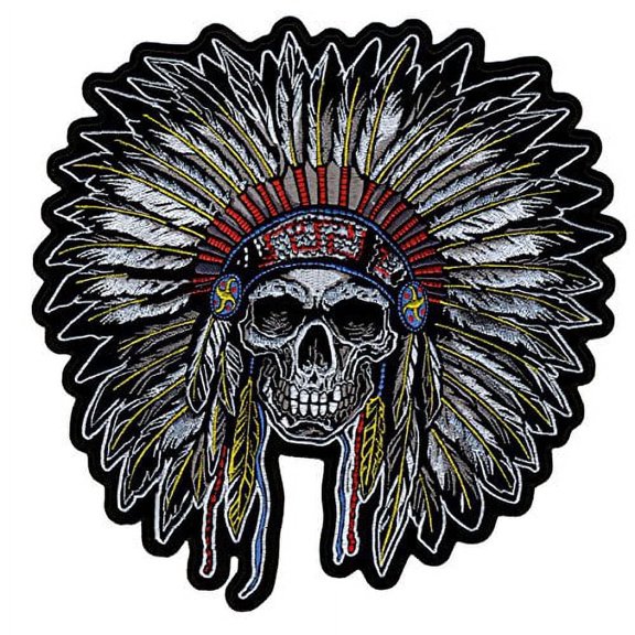 FULL HEADDRESS, High Thread EMBROIDERED Iron-On / Saw-On Rayon PATCH - 10" x 10"