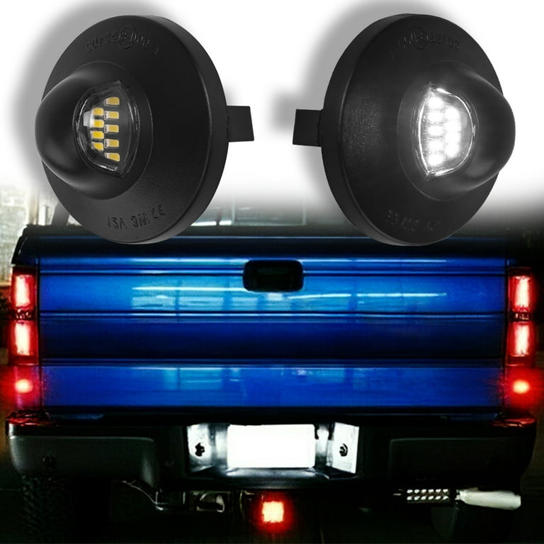Gempro License Plate Light Assembly LED Tag Lamp Replacement for Ford F150  F250 F350 F450 F550 Superduty Bronco Excursion Ranger Expedition Explorer  Rear Plate Lights, 6000K White, 2PCS (Black)